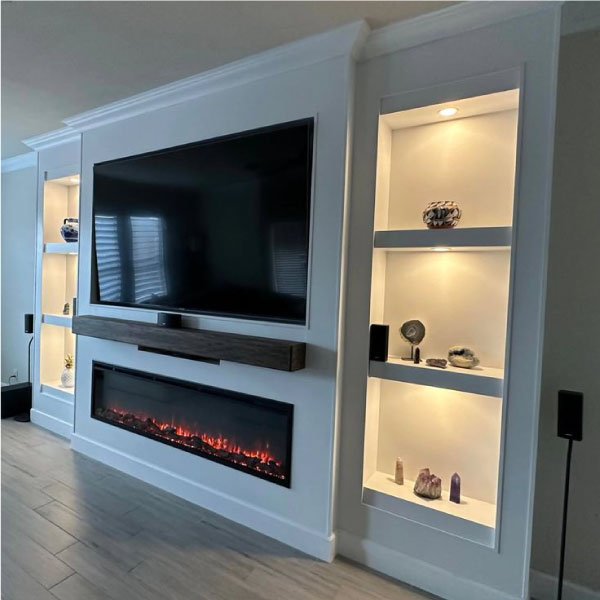 65" TV Above Fireplace with In-Wall Cord Concealing